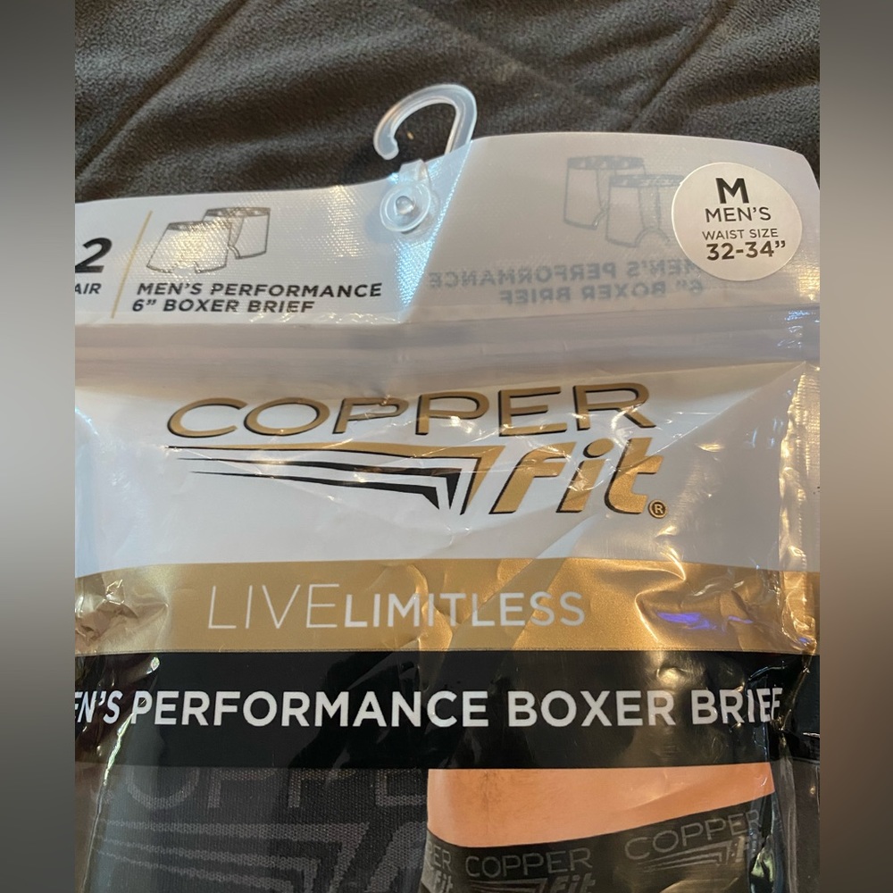 Men’s Copperfit performance 6 in boxer briefs New in original packaging  2 pairs